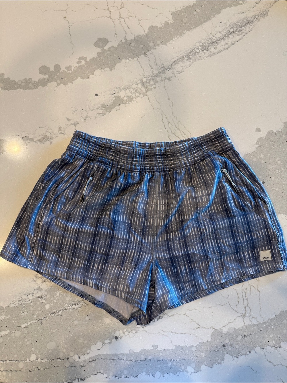 Vuori Blue Patterned Dash Athletic Shorts